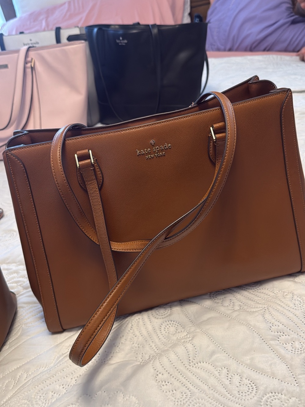 kate spade Cognac Brown Leather Tote